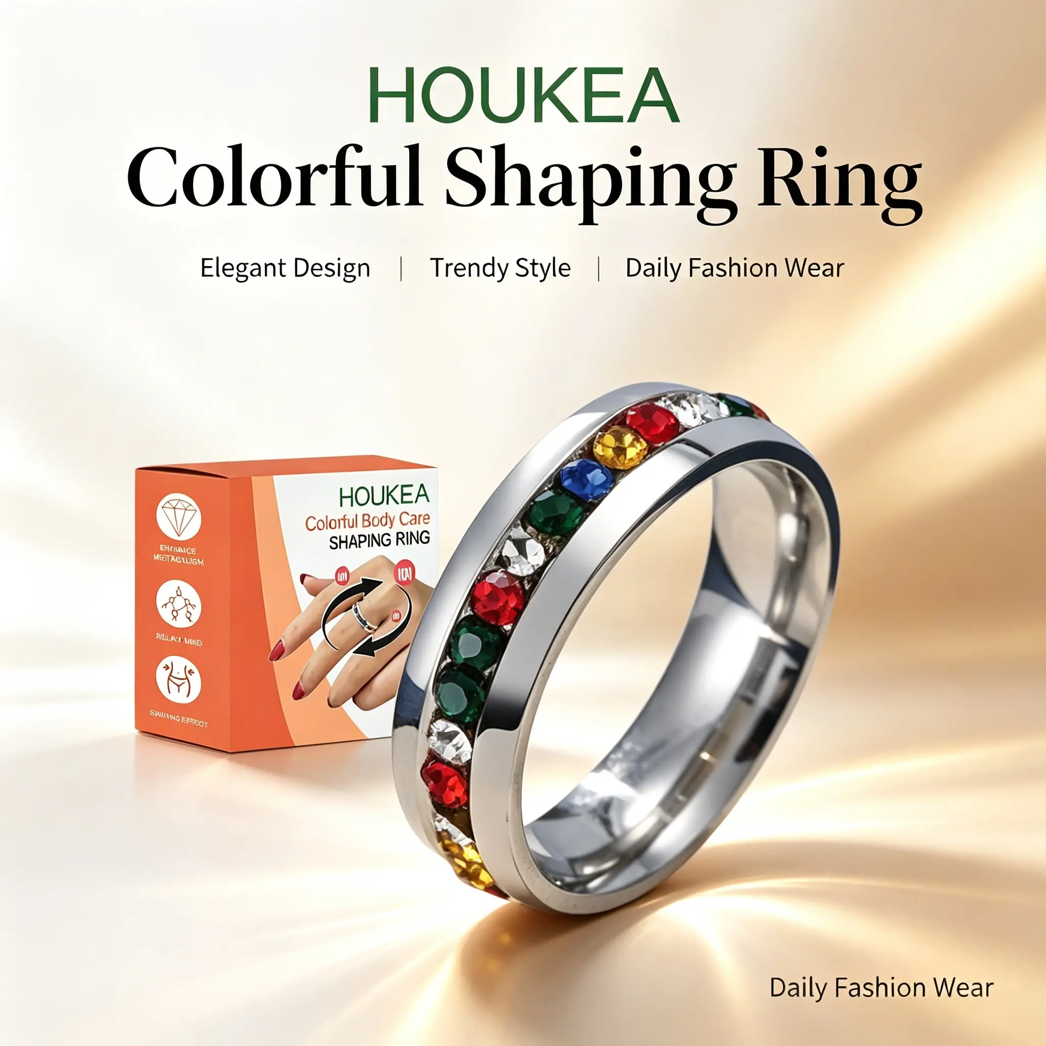 Houkea Colored Rings Colored Rings Beautiful Simple Accessories Body Care Daily Fashion Trend Accessories