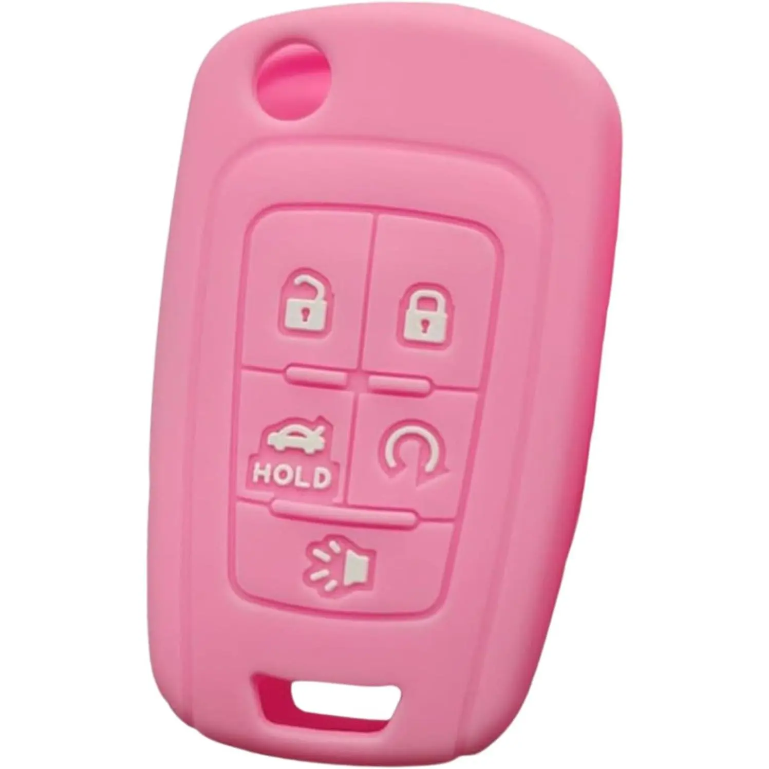 Silicone Key Fob Cover for Chevy/GMC 5-Button Keyless Remotes - Precise Cutouts, Button Access, Snug Fit, Protection for Terrain Denali 2014-2020, Malibu, Camaro, Cruze, Spark EV, Impala (20979468, Pink)