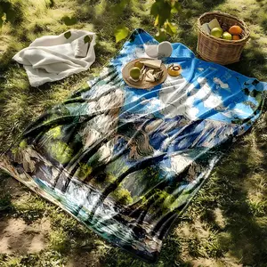 1 piece The mountain and water scenery of Yosemite National Park, USA themed flannel blanket - Super soft fluffy flannel blanket, suitable for sofas and beds, all-season use, modern design, digitally printed pattern, 100% polyester material