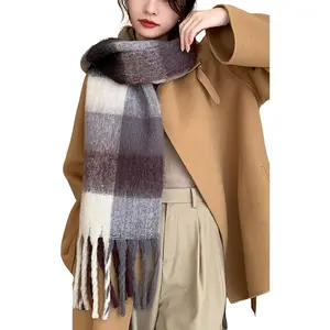 Winter Women Warm Scarf Long Shawl Large Scarves Cold Weather Thick Blanket Scarfs Colorful Plaid