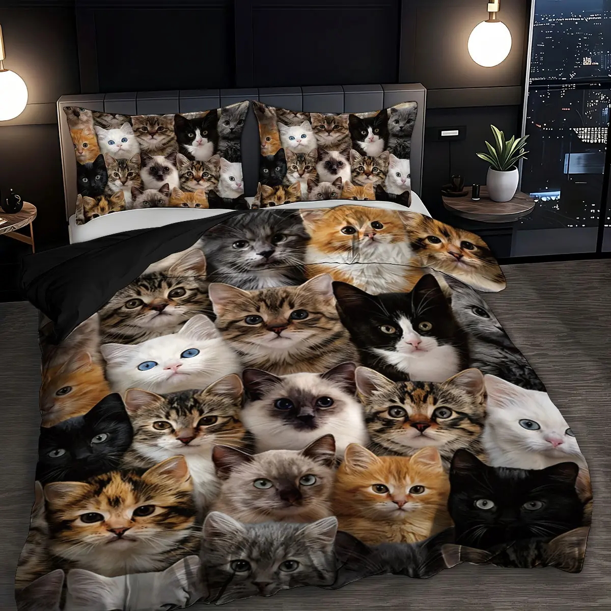 3-piece set, Bedset (1 duvet cover + 2 pillowcases, without filling) featuring cute cat and kitten patterns, soft and comfortable Decorative bedding set, suitable for room decoration, usable in all seasons, perfect as a gift, a must-have for pet lovers