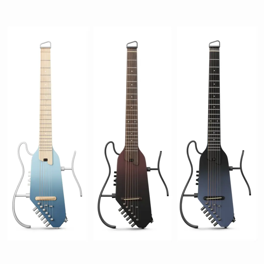 Donner HUSH-I PRO Acoustic-Electric Travel Guitar Kit - Compact Shape, Lightweight 2.2kg, Gig Bag, Sound Effects, Gradient Colors, USB-C Fast Charging, Tools, Batteries, 8-Hour Battery