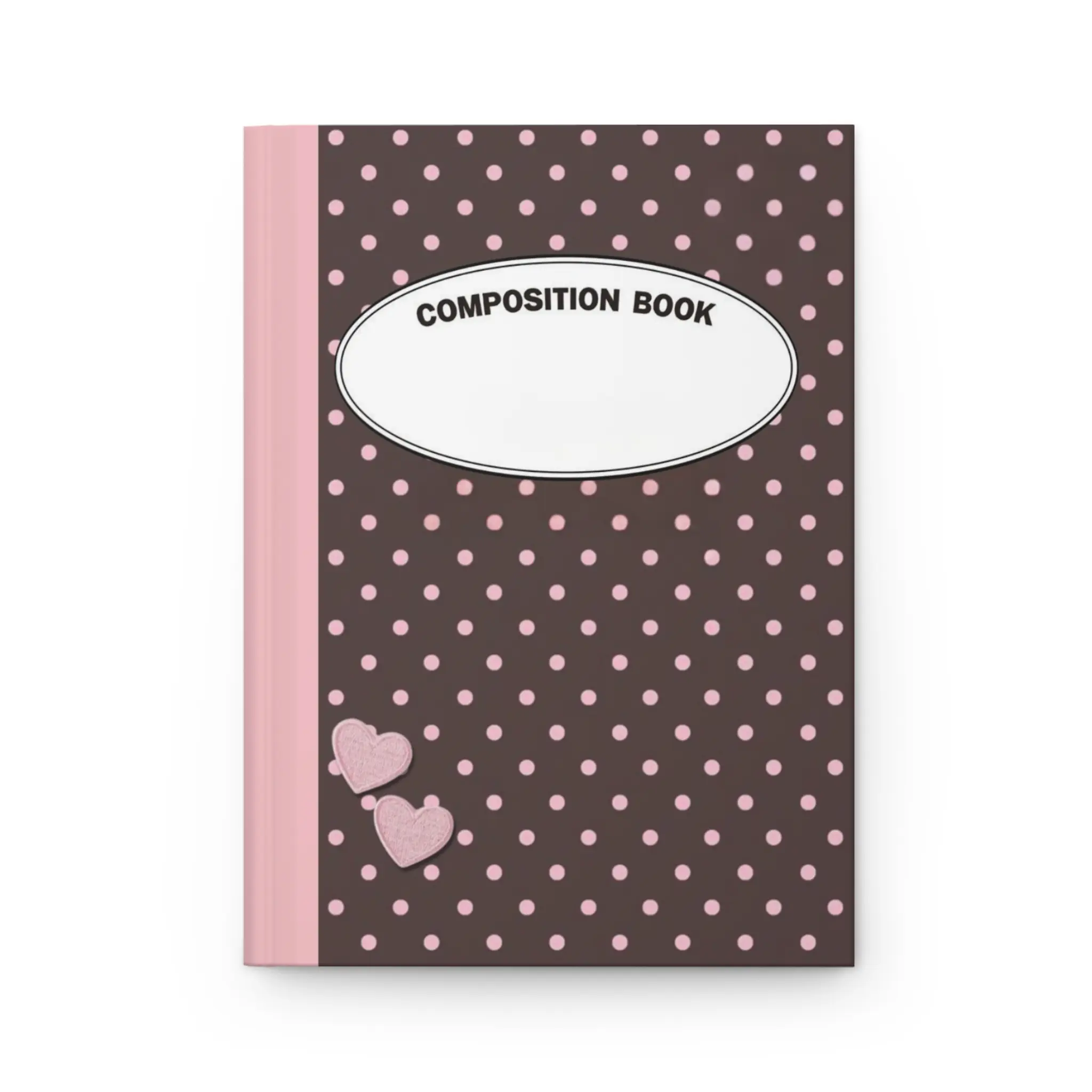 Pink & Brown Polka Coquette Dot Composition Notebook | Coquette Aesthetic Journal | Kawaii Heart Notebook | Back to School Stationery Gift