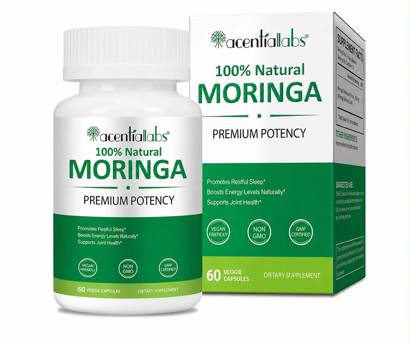 Moringa 800mg Premium Veggie Capsules |60 Capsules | Vegan | Non-GMO| Herbal Supplement