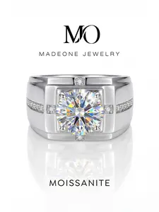 1 Pc Gold Plated Copper Men's Ring with 1.0ct Synthetic Moissanite for Men Party Fine Jewelry Engagement Ring for Me