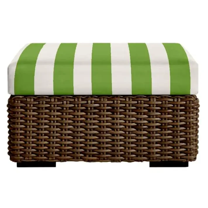 RSH Decor Foam Ottoman Cushion Kiwi Green & White Outdoor Patio Furniture Replacement - Water-Resistant