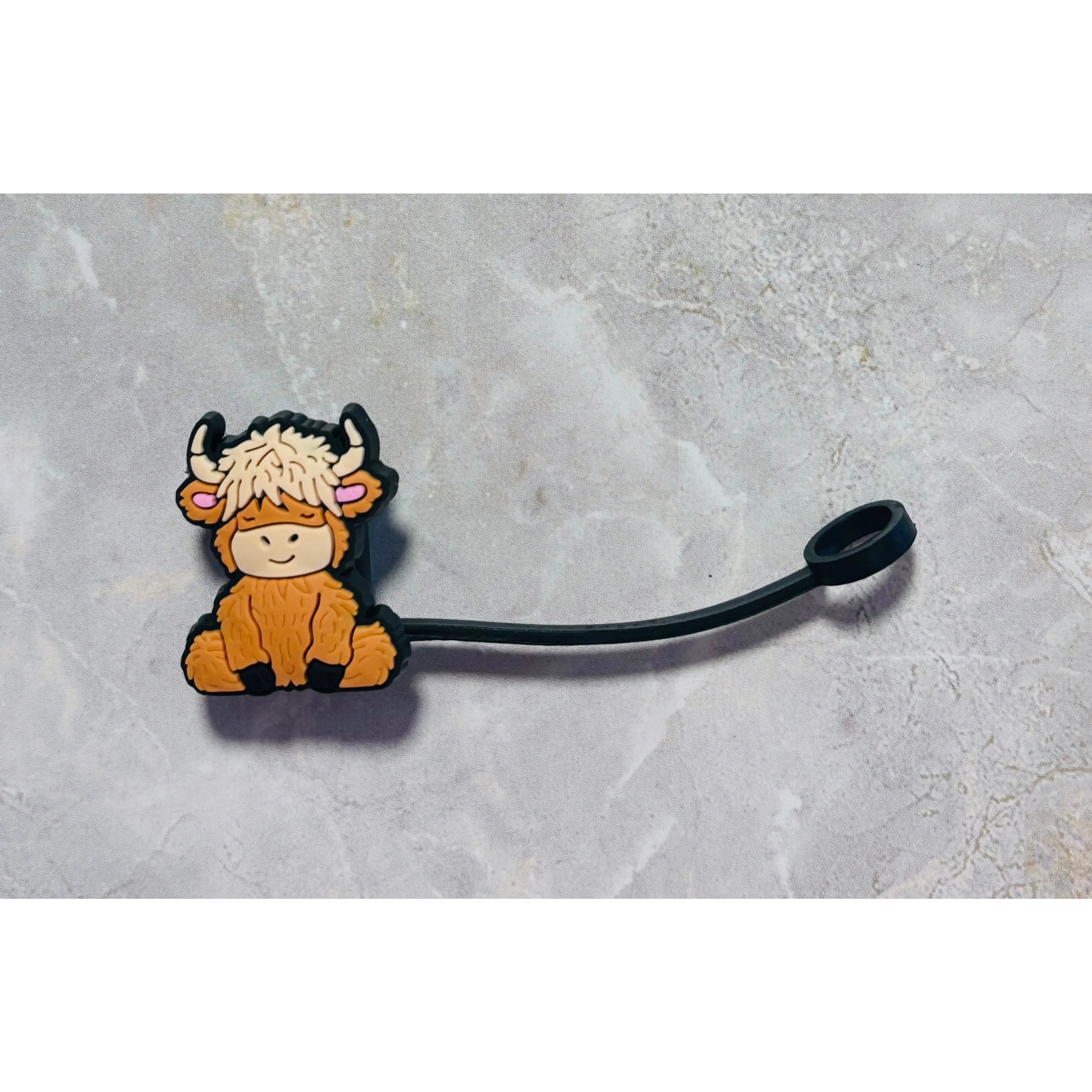 Highland Cow Straw Topper