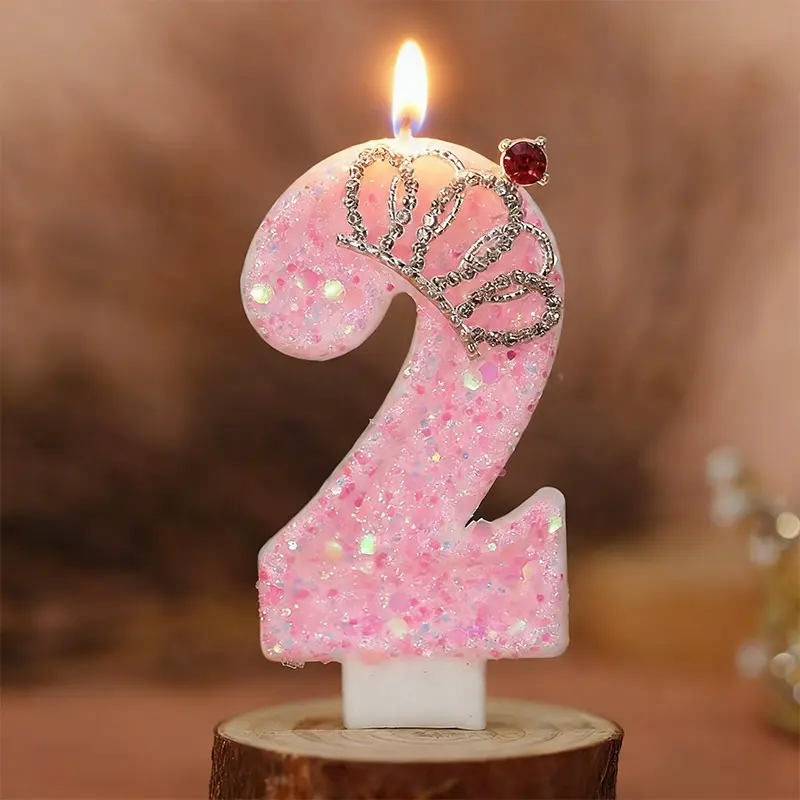 1pc Princess Sparkle Candle - Pink crown design, suitable for girls, women's birthdays and anniversaries, indoor celebration decoration, princess birthday party setup, holiday crafts, anniversary gift, Cake Toppers, Birthday Cake Decorations