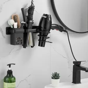 Wall Mounted Hair Dryer Holder, 1 Count Multifunctional Storage Rack for Bathroom Curling Iron, Comb, Toiletries, Shower Organizer, Summer for Gift