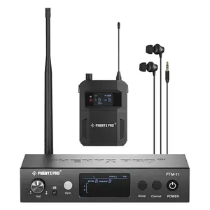 Phenyx Pro PTM-11 UHF Mono Wireless In-Ear Monitor System – Metal IEM Kit w/ Bodypack Receiver, 50 Selectable Frequencies, 164ft Range, Separate Outputs, for Band, Studio, Stage