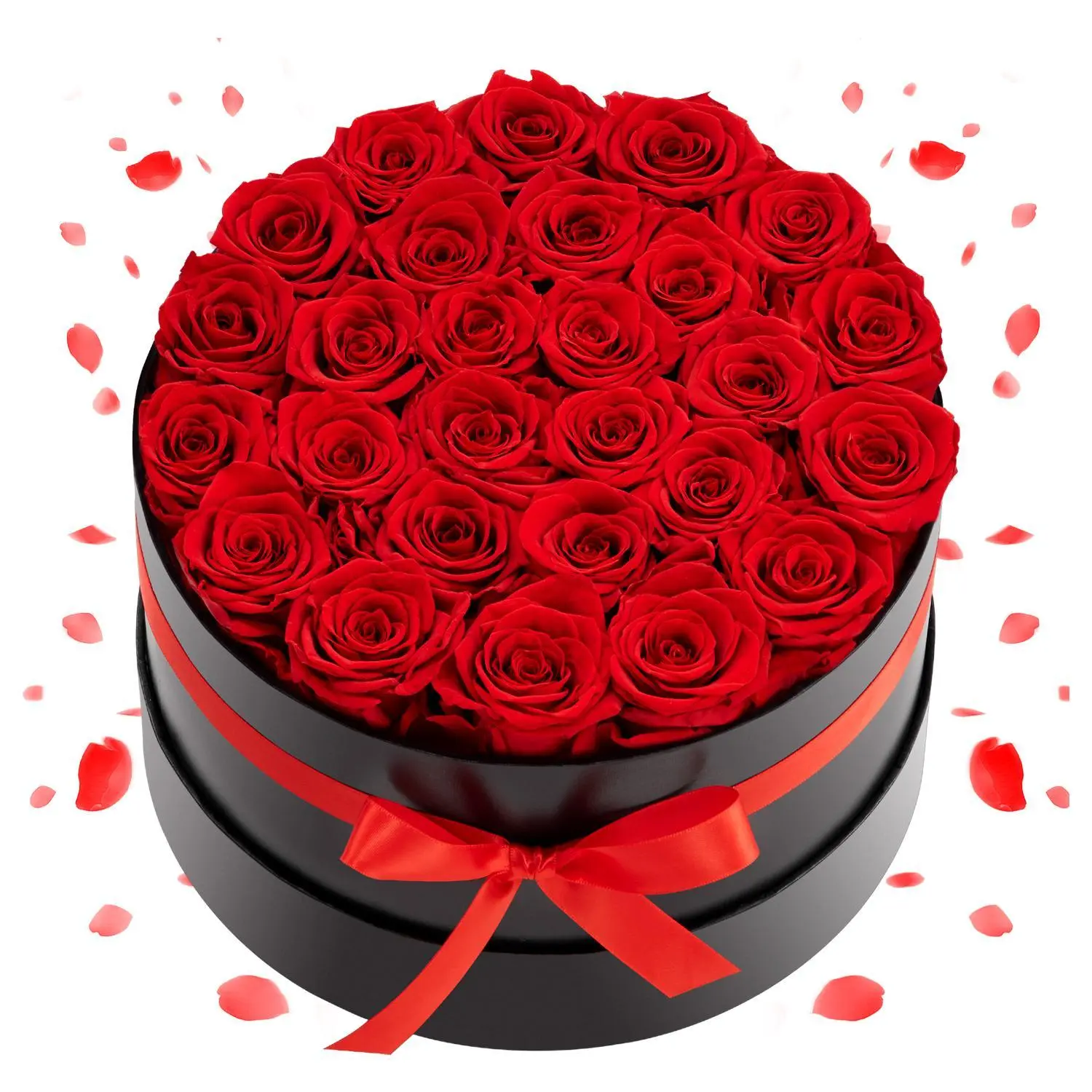 【SummerFinds】VEVOR Long-Lasting Preserved Roses Arrangement - 27 Colorful Round Light Eternal Flowers Bouquet in Round Box, Red Floral Decor for Women's Bedroom Home Decoration, Birthday Gift, Prime Delivery