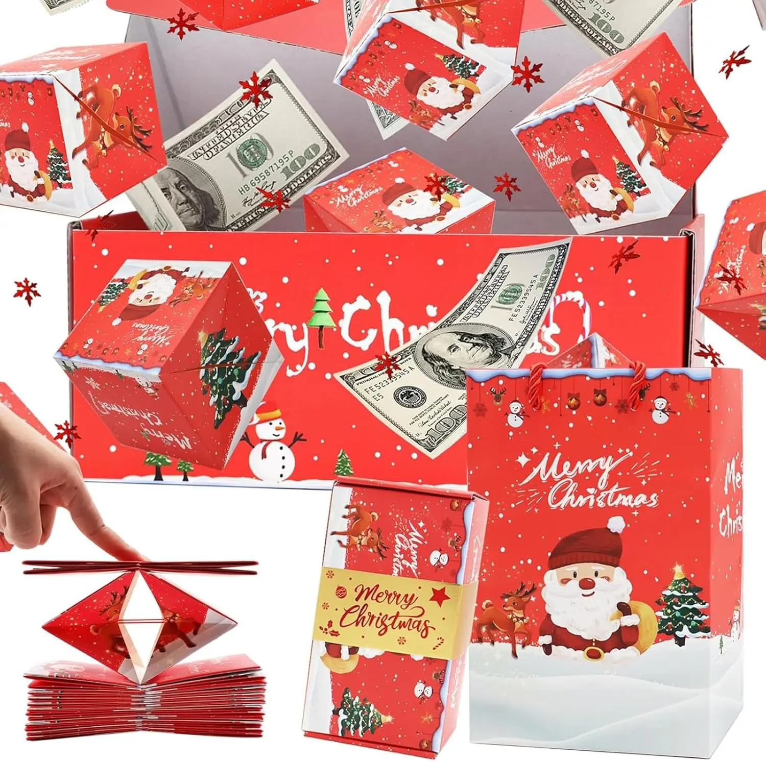 Surprise Gift Box Explosion for Money, Money Gift Boxes for Cash Pop Up, Explosion Gift Box Christmas Gift Boxes, Surprise Box Gift Box for Money, Merry Christmas Money Holders for Cash