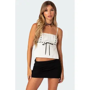 Ribbon Trim Open Back Top