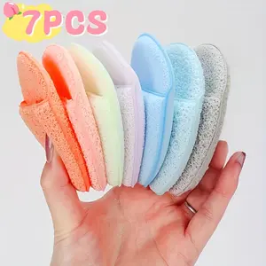 7-piece set of deep cleansing and exfoliating facial sponge, Deep exfoliating tool, Available in any color, reusable, hydrophilic PU material, removes blackheads and deep dirt
