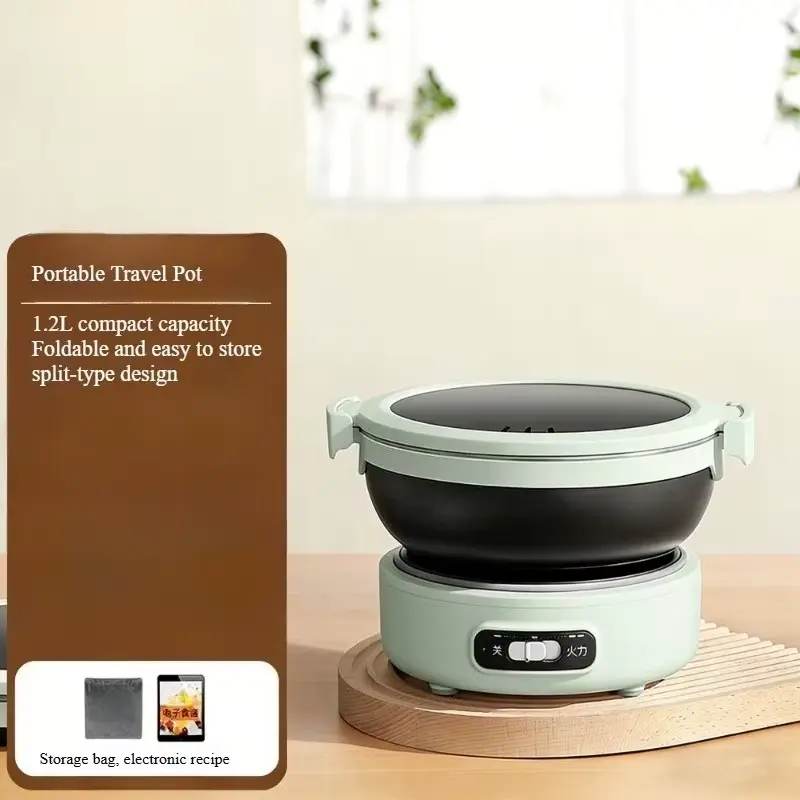 220V Stainless Steel Portable Multi-Cooker - Multifunctional Hot Pot, Folded Rice Cooker, Split Design for Dormitories & Travelers, ZJMZYM