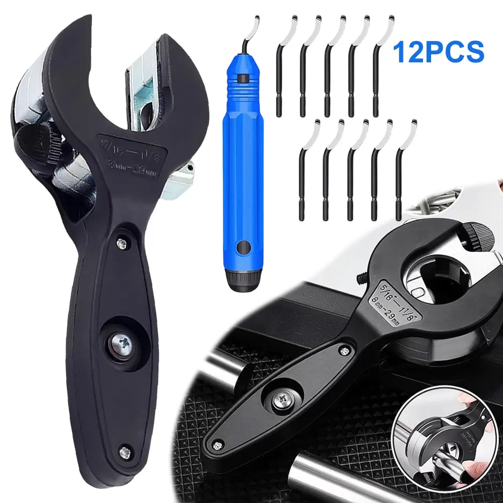 12 Packs 6" To 1 1/8" Ratcheting Tubing Copper Pipe Cutter, 2 in 1-360° Close Quarters Tube Compact Cutter with Deburring Tool, Pex Cutter Tool for Cutting Copper and Metal Pipes