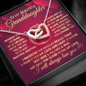 To My Granddaughter Necklace Gifts From Grandma Grandmother or Grandpa Grandfather With Heartfelt Message Card and Gift Box, Necklace for Granddaughter, Jewelry Necklace Gift For Granddaughter on Birthday, Graduation, Wedding, Christmas or Any Special Day
