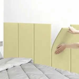 5-Piece Soft Bed Headboard Set, Self-Adhesive Backing, Indoor Wall Mount, Living Room & Bedroom Use, Foam Padding Panel, Anti-Collision Soundproof