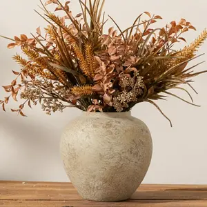 Rustic Ceramic Tall Floor Vase Farmhouse Vase Decorative Indoor & Outdoor, Large Terracotta Vintage Vase for Living Room, Rustic Pottery Clay Finish for Entryway Table Centerpiece, Floor Vase for Home, Patio, Bedroom, Home Decor, Flower Vase