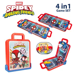 MARVEL 4-in-1 Tabletop Game Set - Officially Licensed with Air Hockey Basketball Soccer & Pinball Games in Portable Suitcase Design for Kids 4+