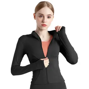 Womens Athletic Zip Up Jakcets Contoured fit Lightweight Running Workout Jacket with Thumb Holes & Pockets