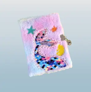 Plush Lock Diary Notebook for Girls – Cute Furry Journal with Lock school supplies notepad planners