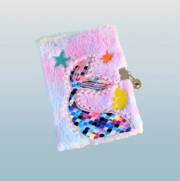 Plush Lock Diary Notebook for Girls – Cute Furry Journal with Lock school supplies notepad planners