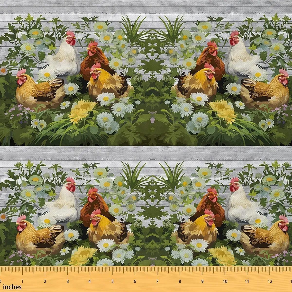 Feelyou Waterproof Floral Print Fabric, 1yd (36x58 in) Rustic Farmhouse Sewing & Soft Furnishings Material