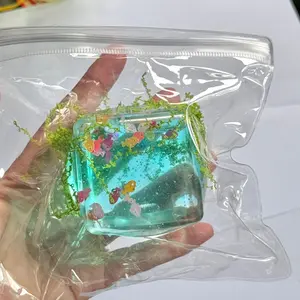 Ocean Theme Squeeze Toy for Stress Relief Water Feeling Decompression Transparent Silicone-Like Sensory Fidget Toy for Kids Adults Squishies Squishy Sensory Fidgets Stress Relief Fidgets
