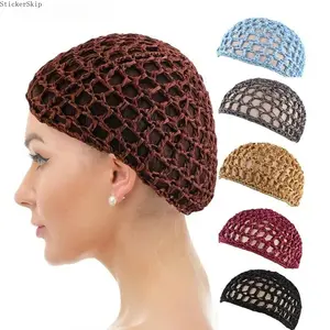 2026NEW5PCS Hollow Mesh Crochet Hair Net Woven Hair Cap Bonnet Night Cap Sleep Cap For Women Wig Head Cover Accessories For Sleeping Stretchy Lightweight