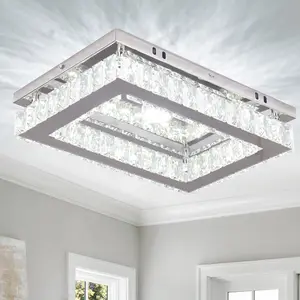 Modern Luxury Rectangular K9 Crystal LED Ceiling Light Pendant Chandelier Dimmable Switrol AC ch Remote ContPower CE Certified Red Indoor Home Decor Living Room Fashion Style Lighting QH-MC022