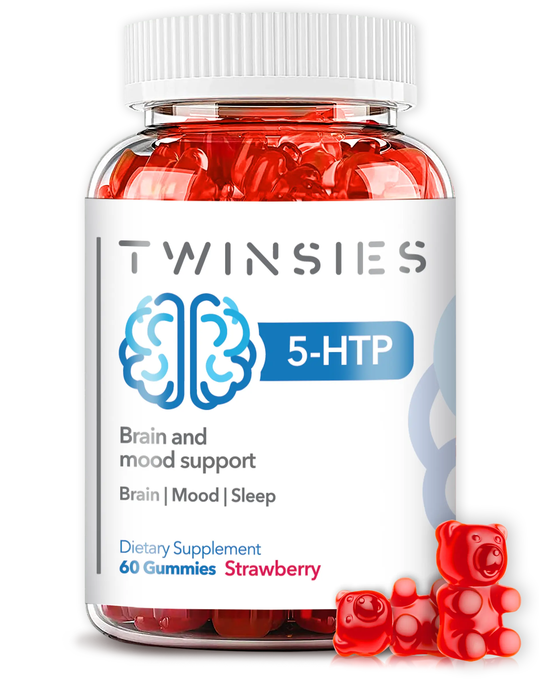 TWINSIES 5-HTP Gummies with L-Tryptophan 200mg Brain, Mood and Sleep Support