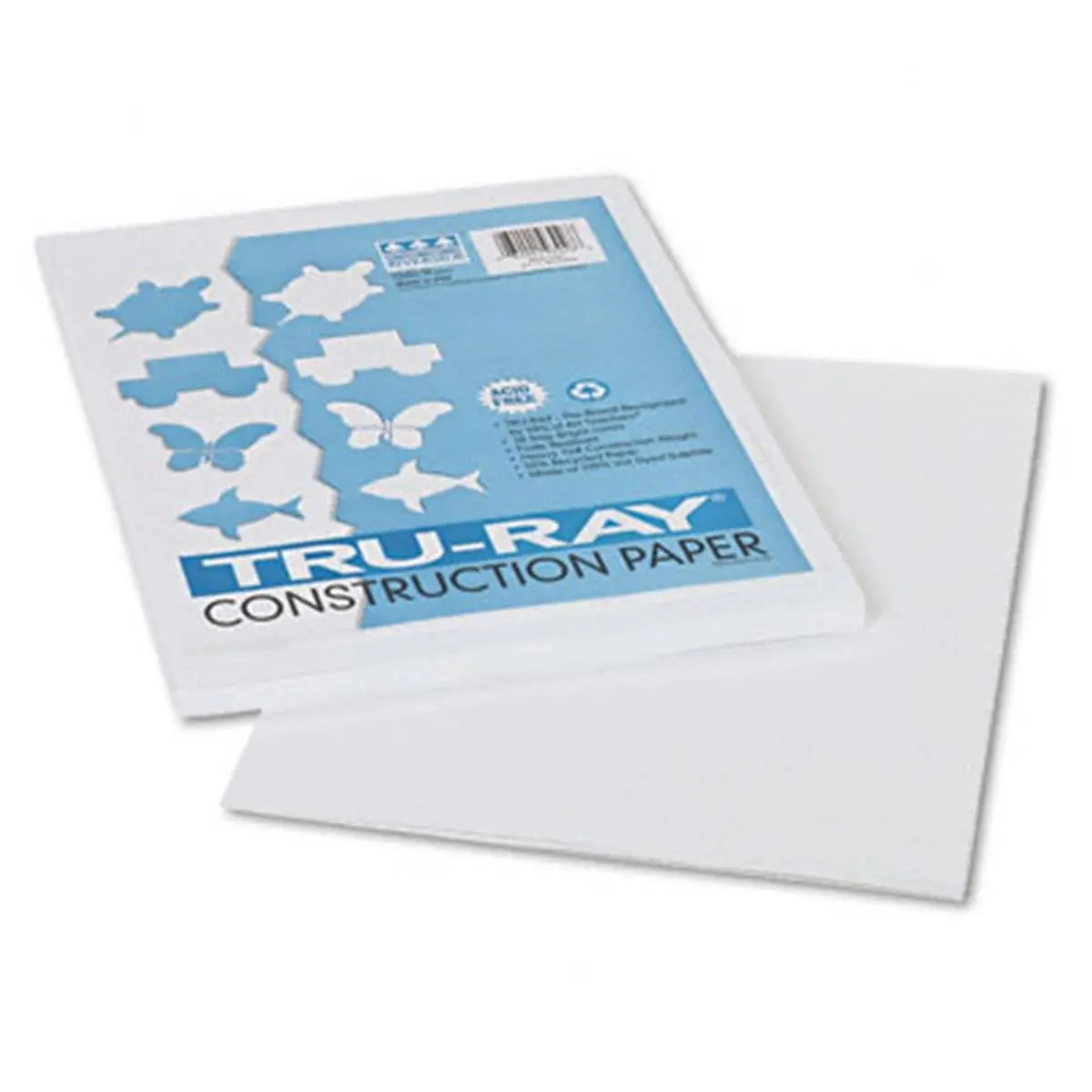 212 MAIN Tru-Ray Tough Sulphite Construction Paper, 76lb Vat-Dyed Longer Fibers Pulp, 9x12 in, White, Fade-Resistant, Scored, 50 Sheets per Pack