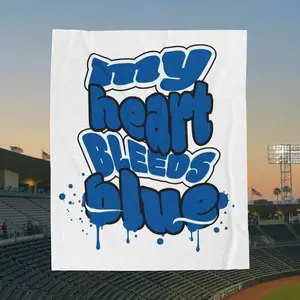 Unofficial Dodgers Fan Cozy Velveteen Plush Blanket - Heart Bleeds Blue Design, Soft Throw, Gift for Sports Fans, Home Decor, Cozy Nights, Celebration