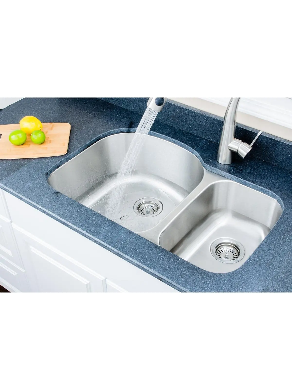 Stainless Steel Kitchen Sink for Kitchen Design, 32 in. 16 Gauge Undermount 70-30 Double Bowl, 9 and 7 Inches Deep Brushed Matte, 2 Sink Bottom Protection Grid Racks, Basket Strainers, Mounting Hardware Included