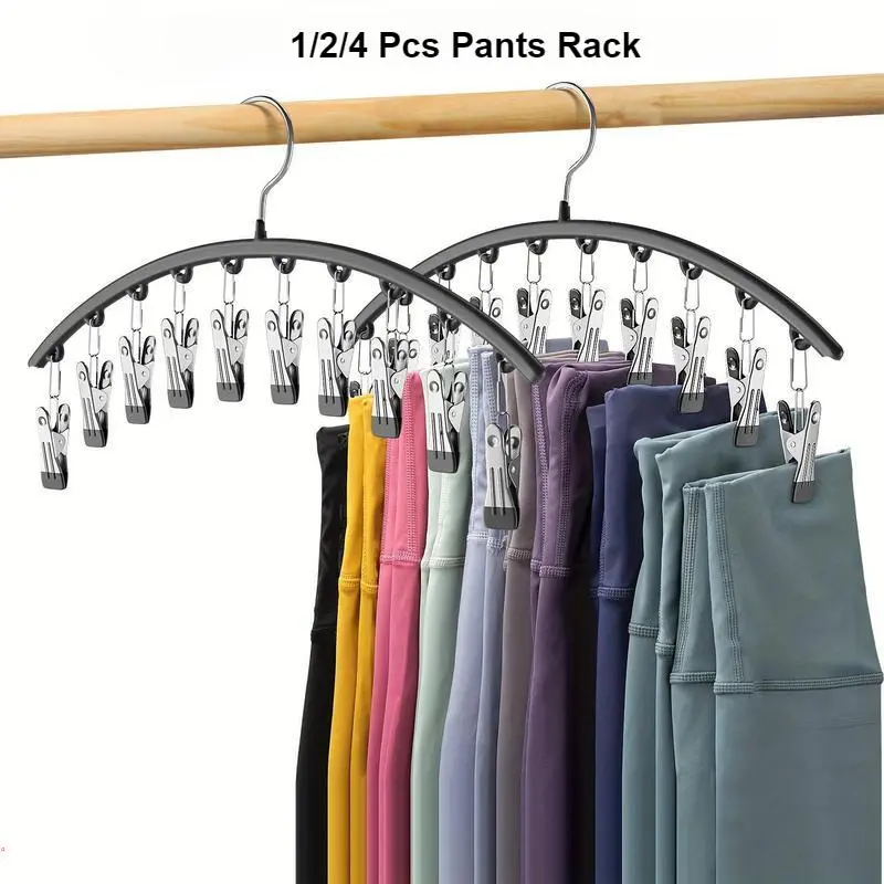Yoga Pants Hanger, 1/2/4 Counts Space Saving Hanger with 10/15 Clips, Durable Clothes Hanger, Clothes Organizer for Home Bedroom Closet, Hanging, Space Saver Hangers