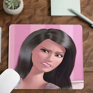 Square Sassy Doll Gaming Mouse Pad, Bold Attitude Character Design, Eye-Catching Desktop Decorative Protective Pad, Rubber Anti-slip Lockedge Work Pad, Small Size Suitable for Laptop, Desktop Computer Games, Work, Daily Use