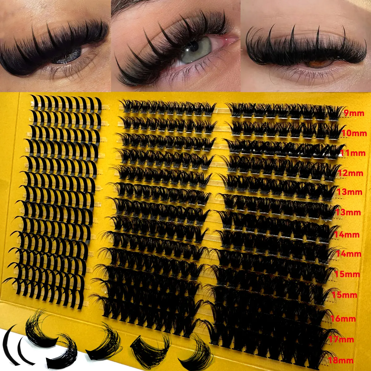 Lash Clusters 80D 100D Lashes Spikes Eyelash Clusters Volume Individual Lashes DIY Spiky Lash Extension Mega Cluster Eyelashes, Multiple Types For Natural Look, Reusable Segmented False Lashes, Soft & Fluffy DIY Lash Extension For Home Use