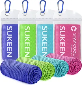 Sukeen 4 Pack Cooling Towels (40"x12"),Ice Towel,Soft Breathable Chilly Towel,Microfiber Towel for Yoga,Sport,Running,Gym,Workout,Camping,Fitness,Workout & More Activities