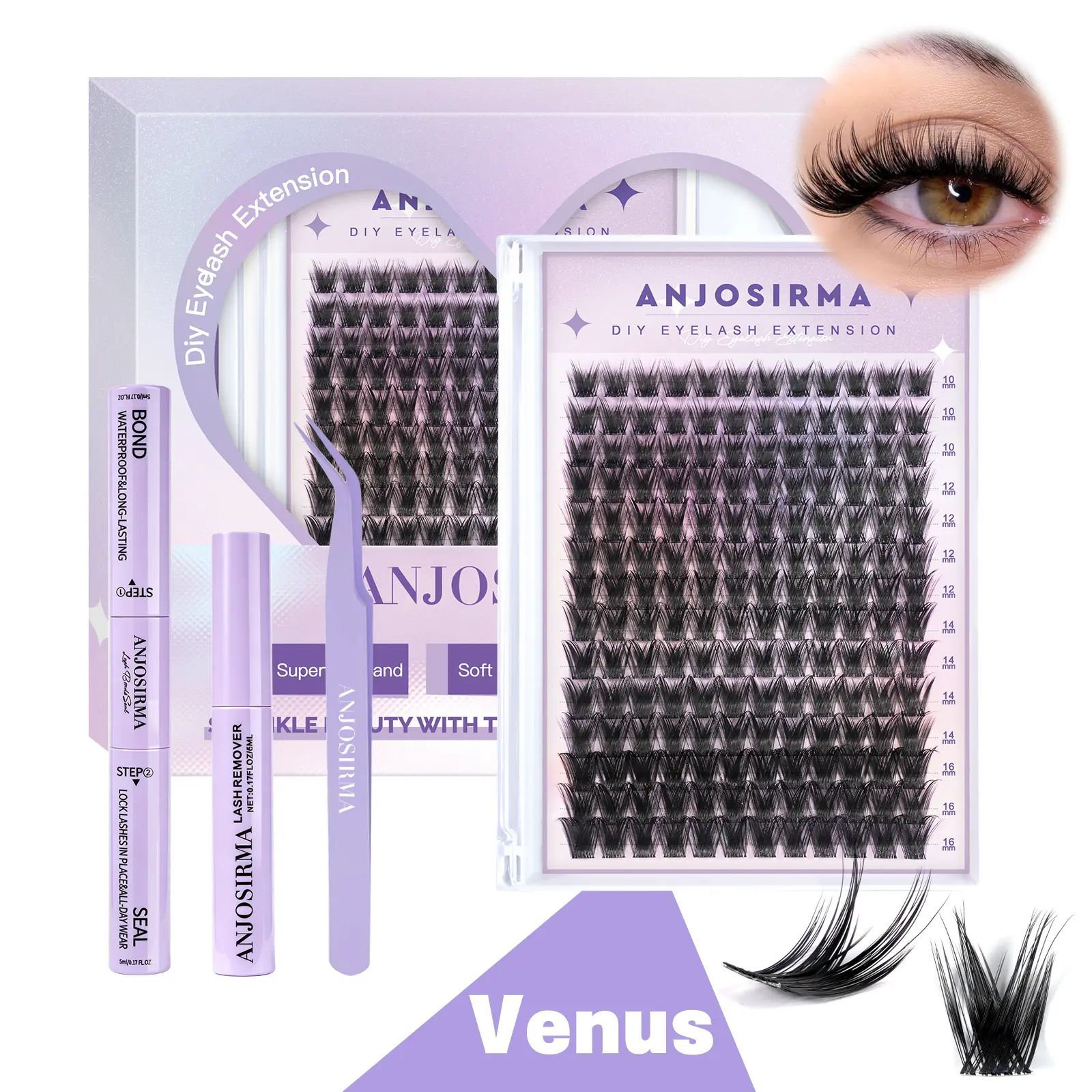 ANJOSIRMA Lash Clusters Wispy Eyelash Clusters 10-16mm 168pcs Cluster Eyelash Extensions Natural Volume Lash Extensions DIY Individual Lashes with Soft Thin Band