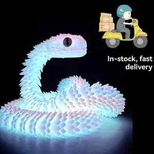 3D Printed Snake Jointed Activity Viper Figurine, Realistic Animal Night Glow Model Craft Gift, Indoor Decoration, Articulating Miniatures