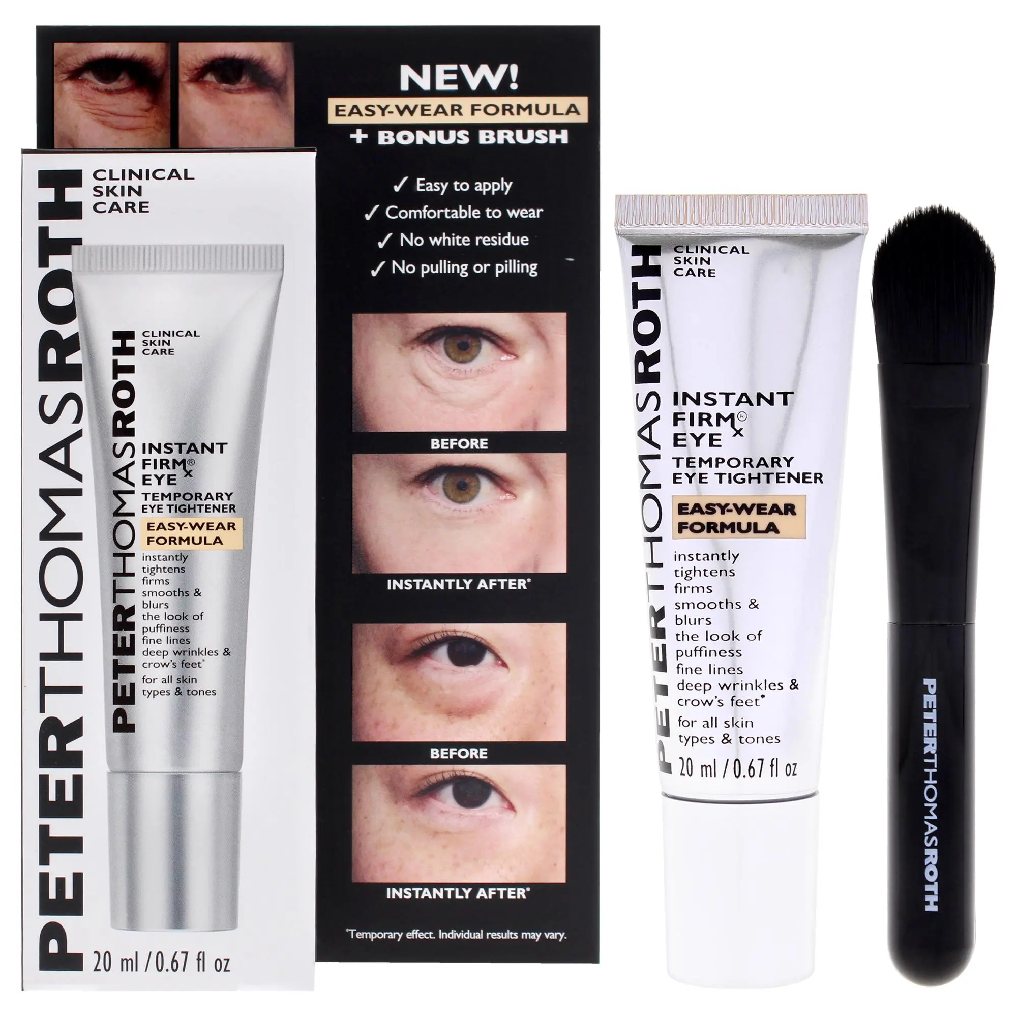 Peter Thomas Roth Instant Firmx Temporary Firming Eye Cream - 0.67 fl oz, Unisex Under Eye Solution for Wrinkles, Puffiness Reducer (Comes with Brush)