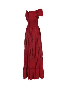 Renaissance women's clothing, medieval Irish base skirt, retro long robe, girl peasant pleated waist long dress, Halloween costume, girl party dress, Gothic dress 6531-D1, festival party makeup, ball costume, clothing and accessories