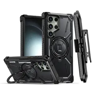 JTL For Samsung Galaxy S23 S22 S24 S25 Ultra Plus Armor Rugged For MagSafe Magnetic Phone Case With Ring Holder Belt Clip Holster