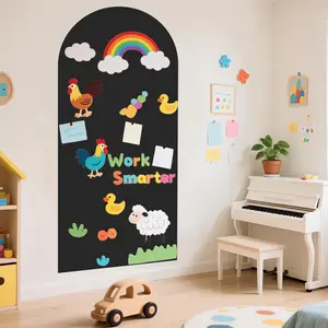 39.3x17.5 Inches Upgraded Magnetic Wall Chalkboard Decal for Kids Black Magnet Board with Letters & 12 Color Liquid Chalk for Home Playroom Classroom