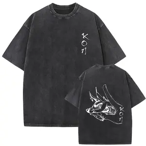 valentine shirts  Anime Chainsaw Man Vintage Washed T-shirt Hayakawa Aki Summon Kon Fox Devil Graphic T Shirts Men Women Casual Fashion T-shirts