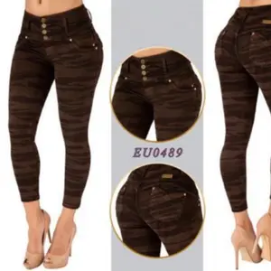 Jeans Colombiano Levantacola Camuflaje Ref489 Estilo Tobillero