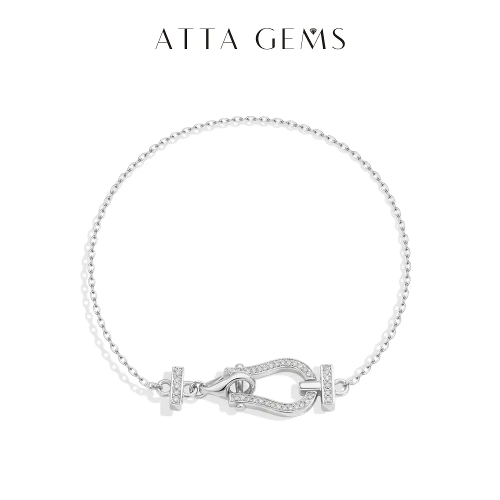 ATTAGEMS 925 Sterling Silver Minimalist Lab-Created Moissanite Bracelet, 0.8-1.0mm Round Cut Chain Jewelry, Birthday Anniversary Gift B087