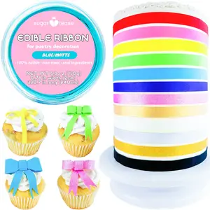 Edible Ribbon, Edible Bow for Cake Cupcake Pastry Dessert Decorations Toppers and Cake Borders 330.7in L x 0.78in W (Matte Finish)