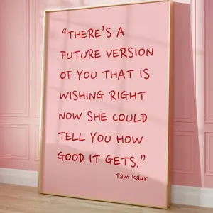 Unframed Pink Wall Art Print, Girly Home Decor, Waterproof Positive Motivational Boxing Photo Poster for Room & Kitchen